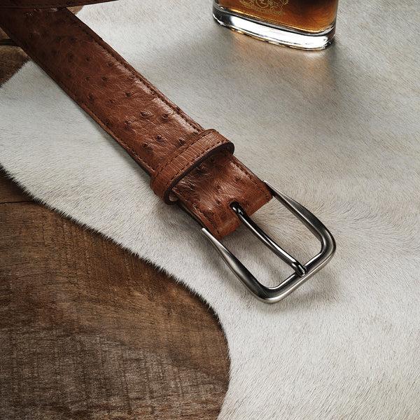 Stetson Ostrich Western Tab Belt - 1 1/4" Width