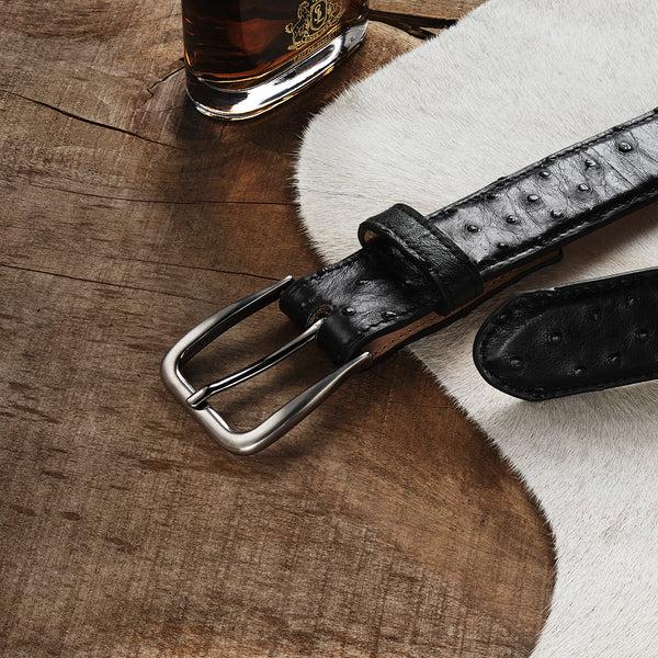 Stetson Ostrich Western Tab Belt - 1 1/4" Width