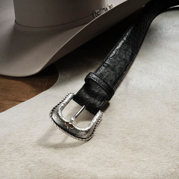 Stetson Ostrich Western Tab Belt