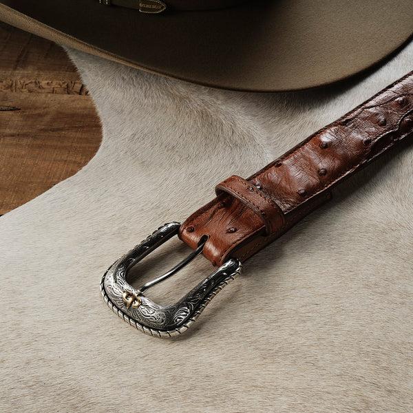 Stetson Ostrich Western Tab Belt