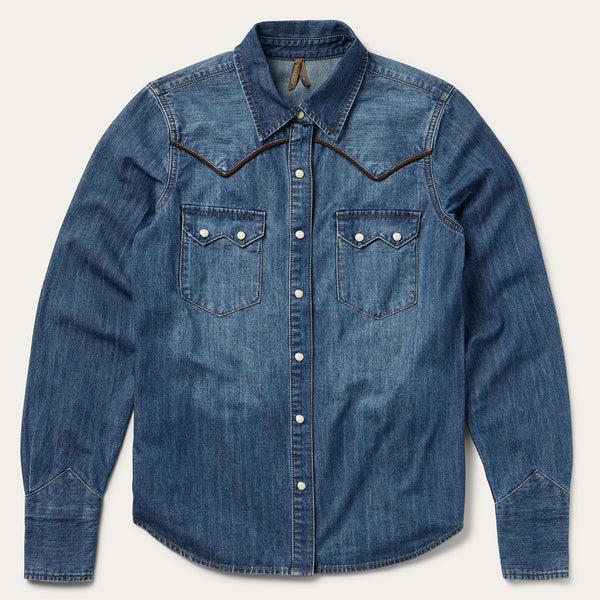 stetson Piped Dark Denim Western Shirt