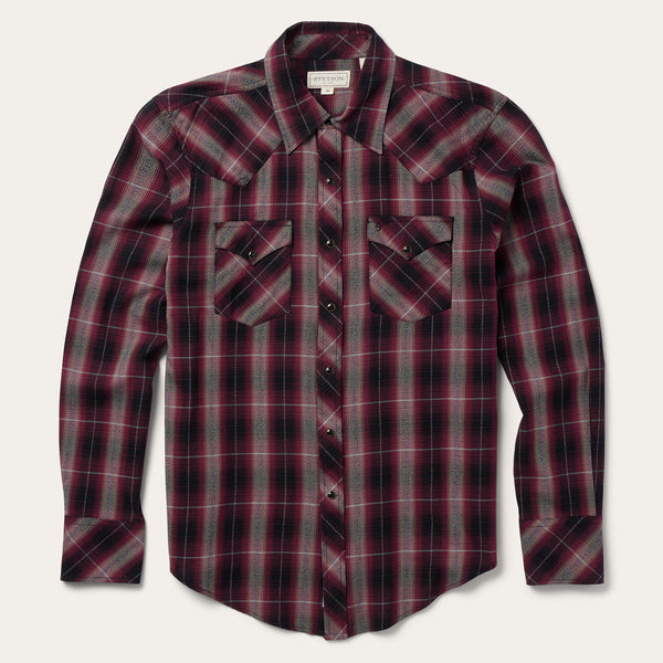 stetson Red Marl Plaid Western Shirt