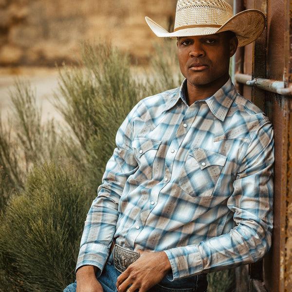 Stetson Sand Plaid Dobby Western Shirt