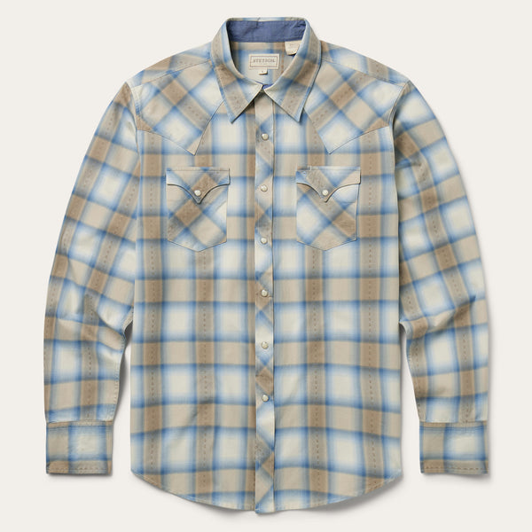 stetson Sand Plaid Dobby Western Shirt
