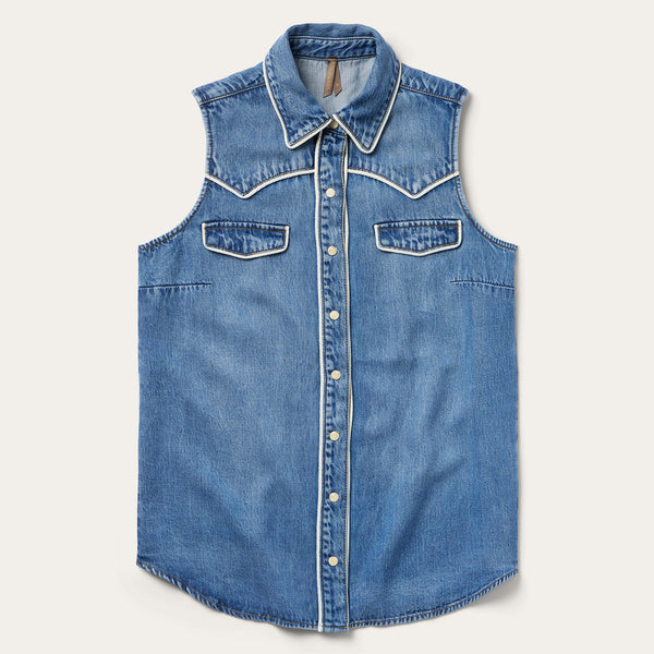 stetson Sleeveless Denim Western Shirt