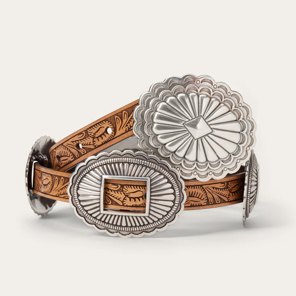 stetson Southwestern Tooled Concho Belt