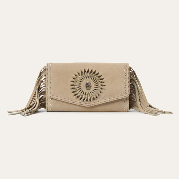 stetson Spiral Suede Fringed Clutch