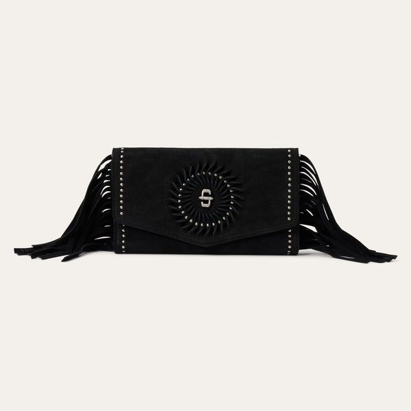 stetson Spiral Suede Fringed Clutch