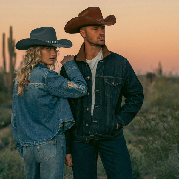 Stetson Suede Collar Raw Denim Jacket