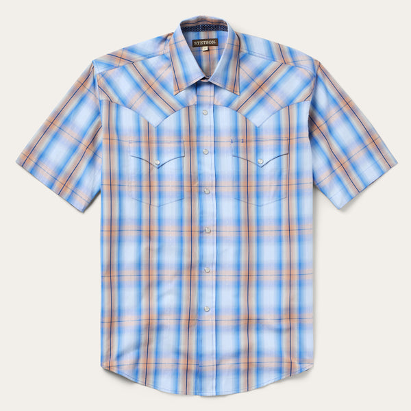 stetson Sunrise Plaid Short-Sleeve Western Shirt