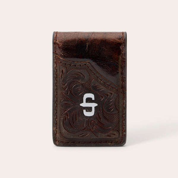 stetson Tooled Embossed Croco Money Clip