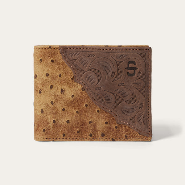 stetson Tooled Embossed Ostrich Bi-Fold Wallet