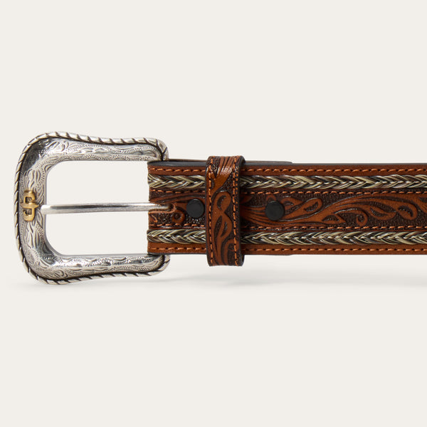 Stetson Tooled Horse Hair Braided Edge Belt