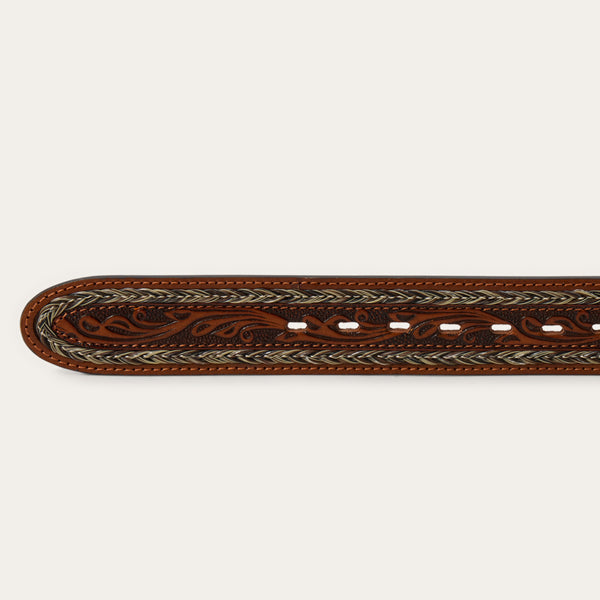 Stetson Tooled Horse Hair Braided Edge Belt