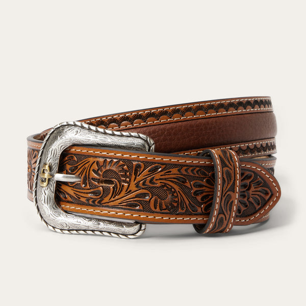 stetson Tooled Tab Belt