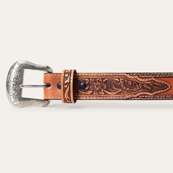 Stetson Tooled Tab Embroidered Belt