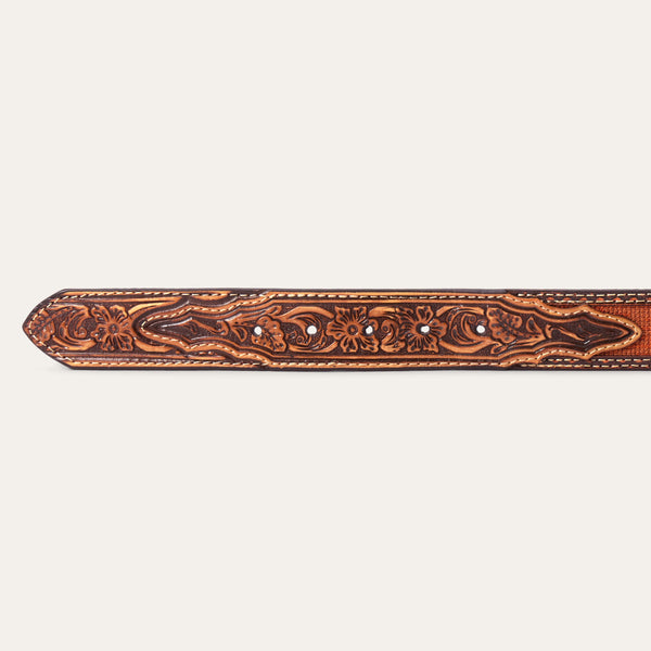 Stetson Tooled Tab Embroidered Belt