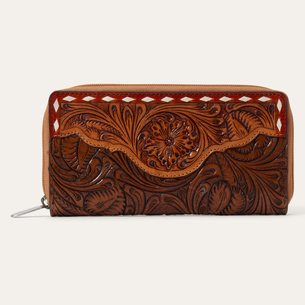 Stetson Tooled Zip Wallet