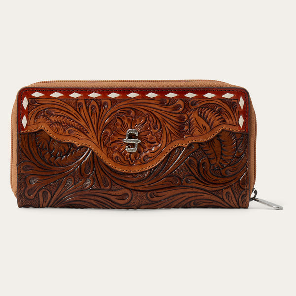 stetson Tooled Zip Wallet
