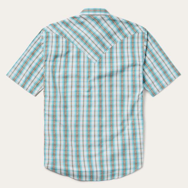 Stetson Turquoise Plaid Short-Sleeve Western Shirt