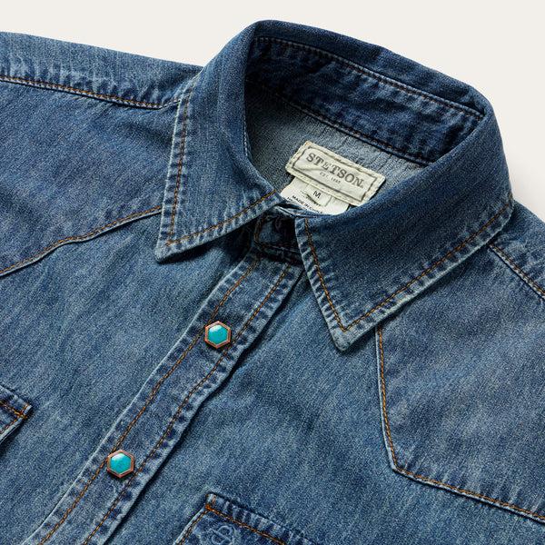 Stetson Turquoise Snap Lightweight Denim Shirt