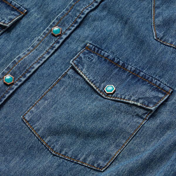 Stetson Turquoise Snap Lightweight Denim Shirt