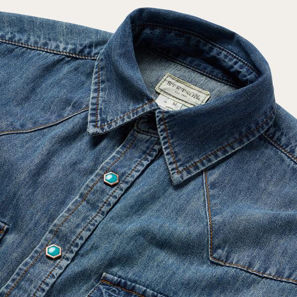 Stetson Turquoise Snap Short Sleeve Denim Shirt