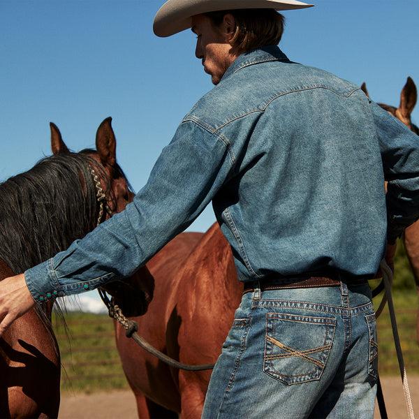 Stetson Turquoise Snap Western Denim Shirt