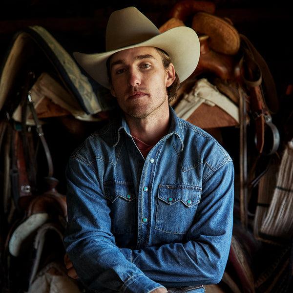 Stetson Turquoise Snap Western Denim Shirt