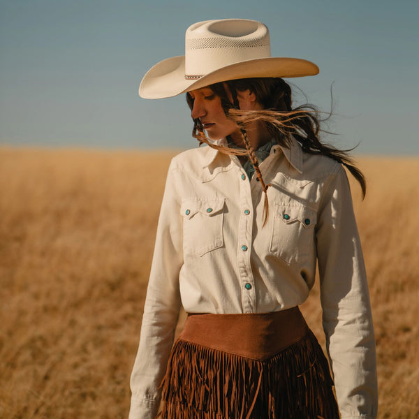 Stetson Turquoise Snap Western Denim Shirt