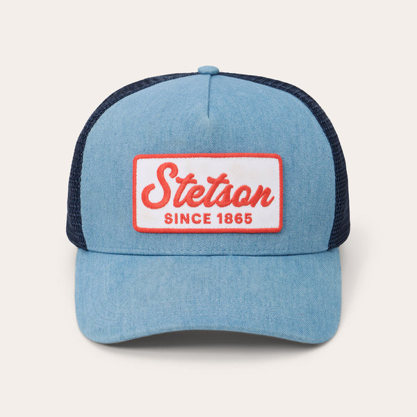 stetson Washed Denim 1865 Patch Trucker Cap