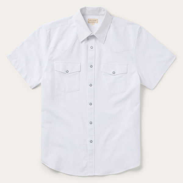 stetson White Oxford Short Sleeve Western Shirt