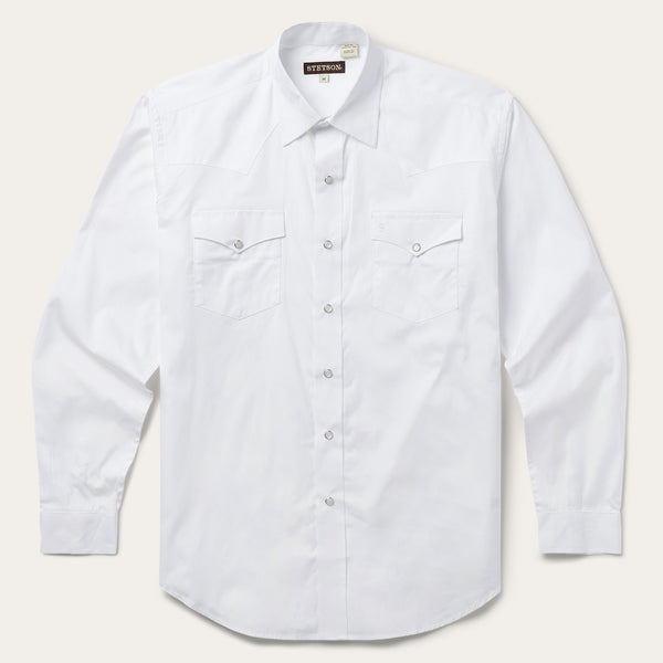 stetson White Pinpoint Oxford Western Shirt