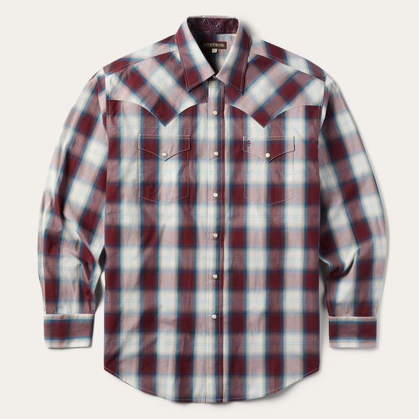 stetson Wine Plaid Shirt