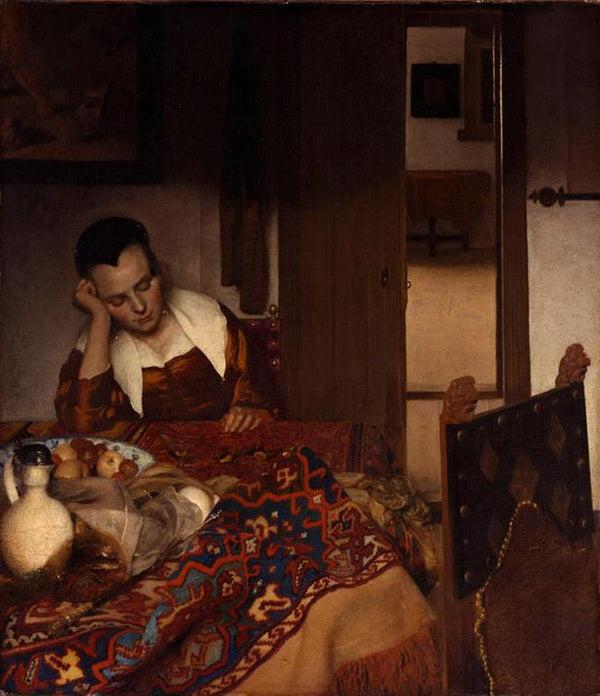 steve art gallery A Woman Asleep at Table wet Johannes Vermeer 60x50cm