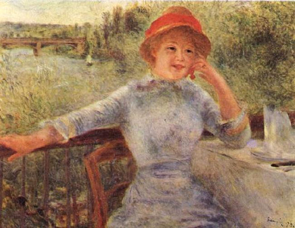 steve art gallery Alphonsine Fournaise op het eiland Chatou Pierre Renoir 50x40cm