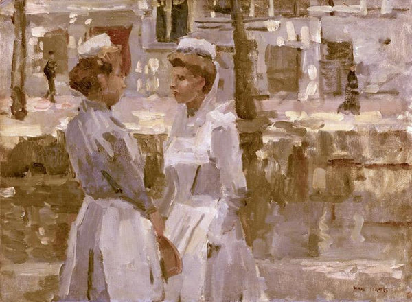 steve art gallery Amsterdam Serving Girls on the Gracht Isaac Israels 50x40cm