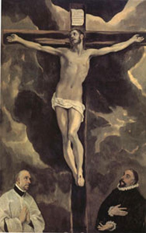 steve art gallery Christ on the Cross Adored by Two Donors El Greco