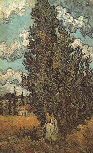 steve art gallery Cypresses and Two Women Vincent Van Gogh 43.5x27cm