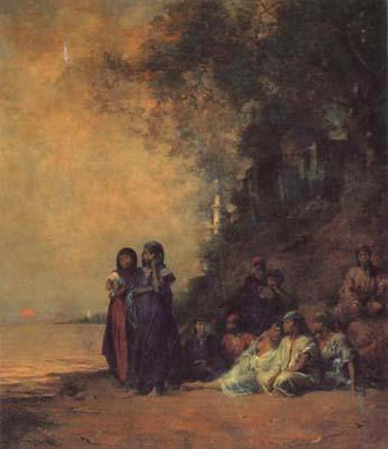 steve art gallery Eqyptian Women on the Edge of the Nile Eugene Fromentin 50x40cm