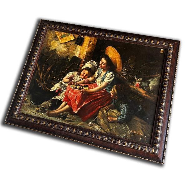 steve art gallery Family hand-painted oil painting with frame 38x48 cm or 15x19 ins