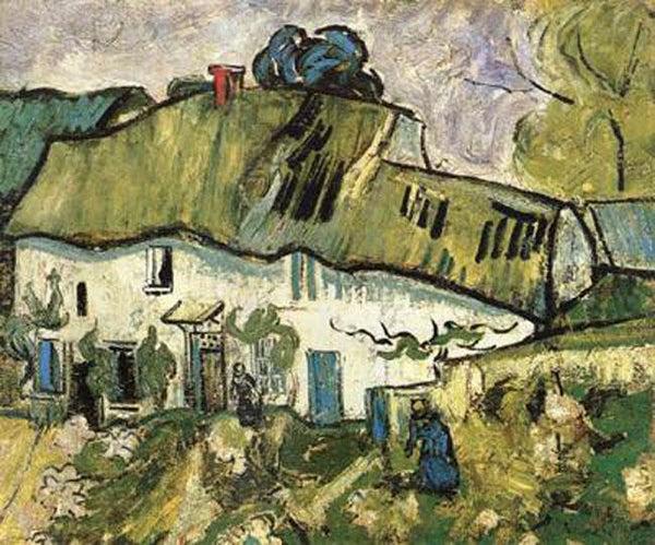 steve art gallery Farmhouse with Two Figures Vincent Van Gogh 38x45cm