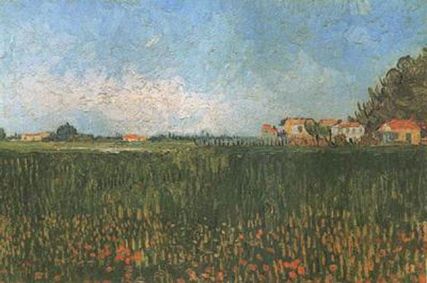 steve art gallery Farmhouses in a Wheat Field near Arles Vincent Van Gogh 24.5x35cm