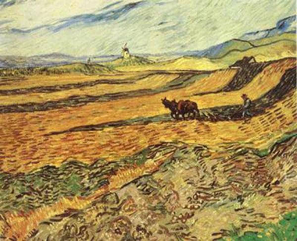 steve art gallery Field with Ploughman and Mill Vincent Van Gogh 54x67cm