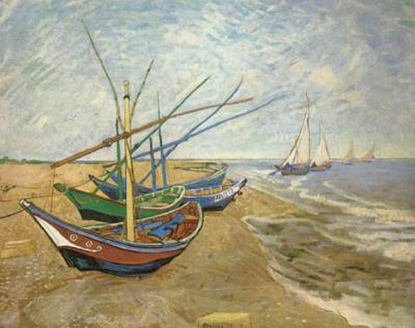 steve art gallery Fishing Boats on the Beach at Saintes-Maries Vincent Van Gogh