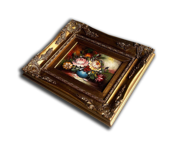 Steve Art Gallery Flowers Oil Painting With Frame 27x32 Cm Or 11x13 Ins