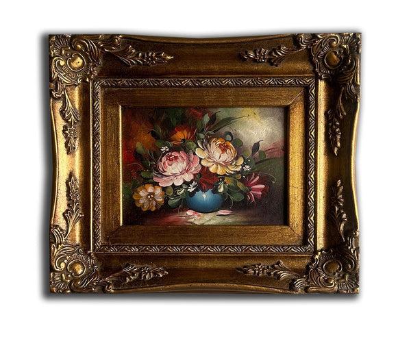 steve art gallery Flowers oil painting with frame 27x32 cm or 11x13 ins