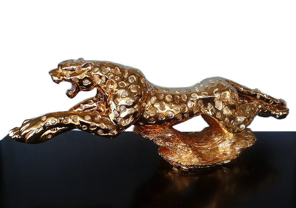 Steve Art Gallery Golden Leopard Sculpture 134x30x16 Cm
