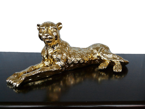 Steve Art Gallery Golden Leopard Sculpture 53x20x15 Cm