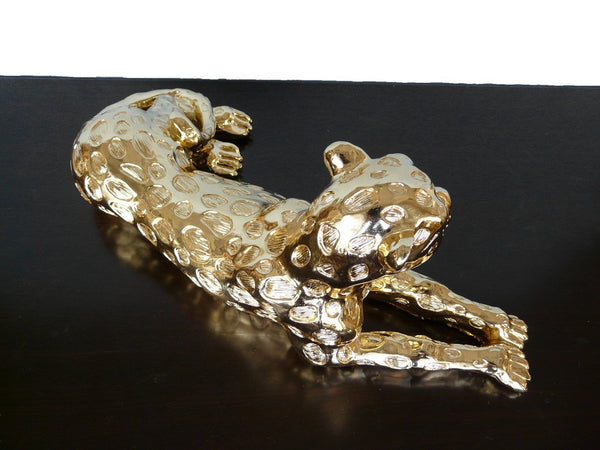 Steve Art Gallery Golden Leopard Sculpture 53x20x15 Cm